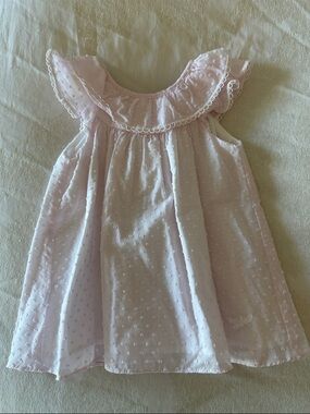 Baby Dior Girls' Pink Swiss Dot Ruffle Dress